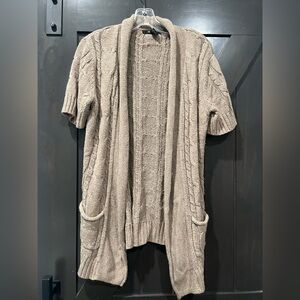 89th & Madison Women's Tan Cable Knit Cardigan